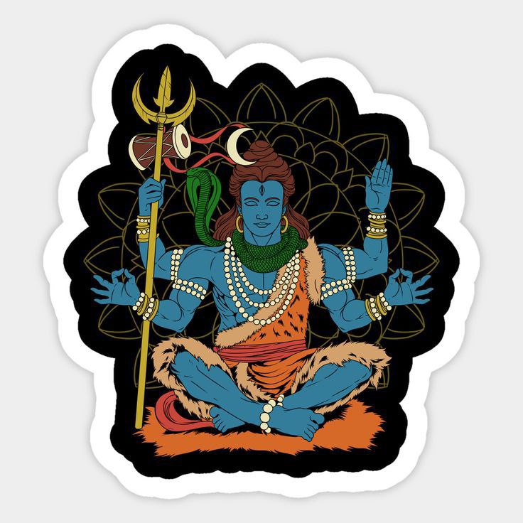 Shiva Sticker With evergreen Black frame