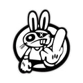 Middle fingered rolling rabbit sticker
