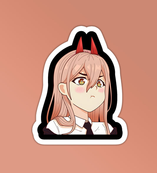 Anime girl sticker with a sharp head