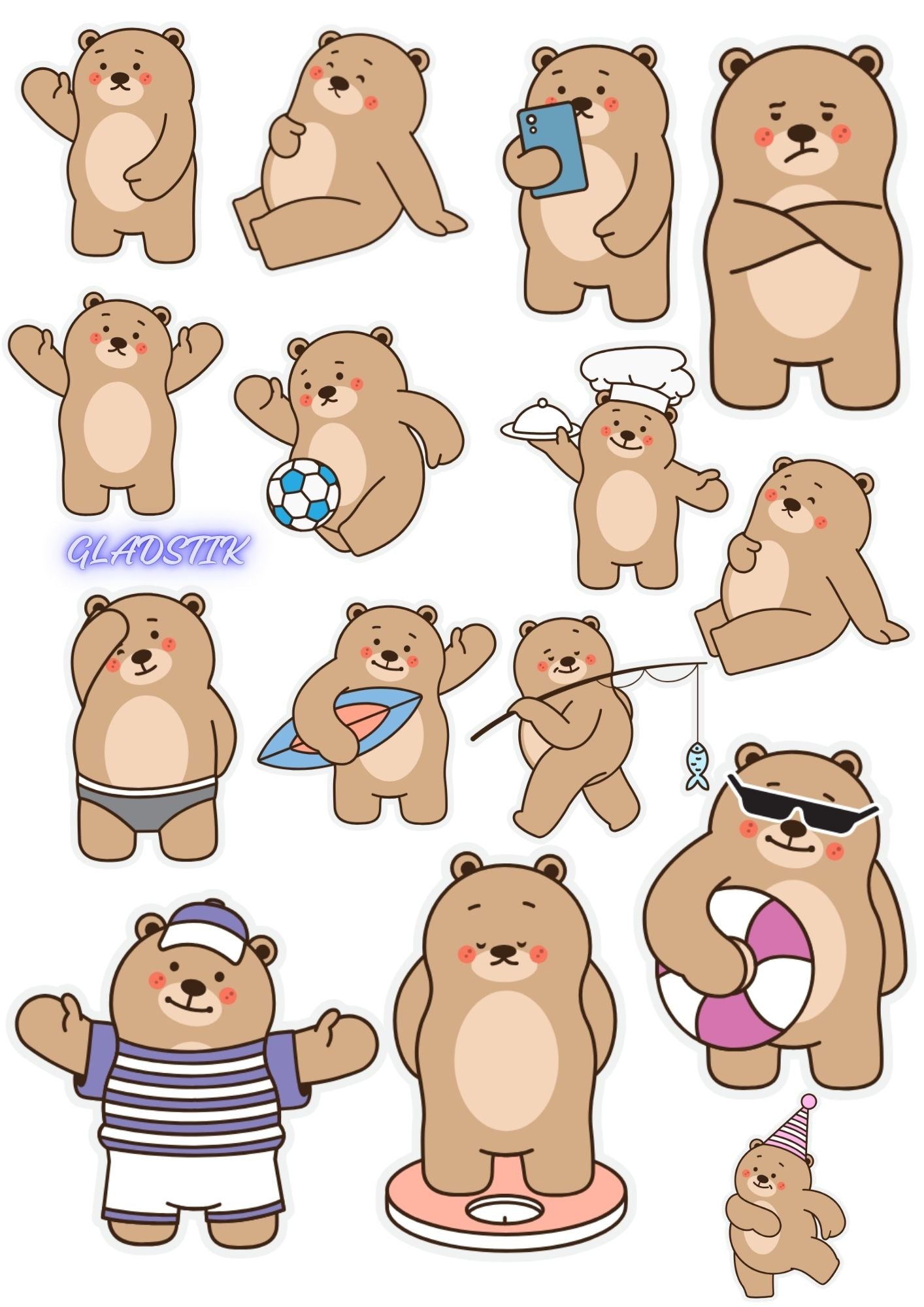 Bear boss stickers pack (pack of 30 sticker)