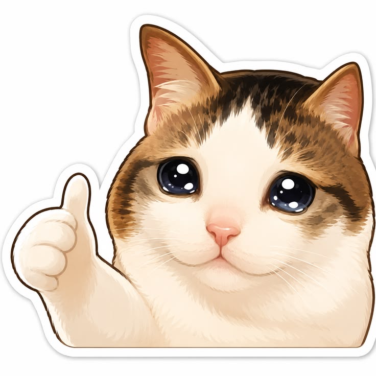 Thumbs UP Cat with shadow eyes Sticker