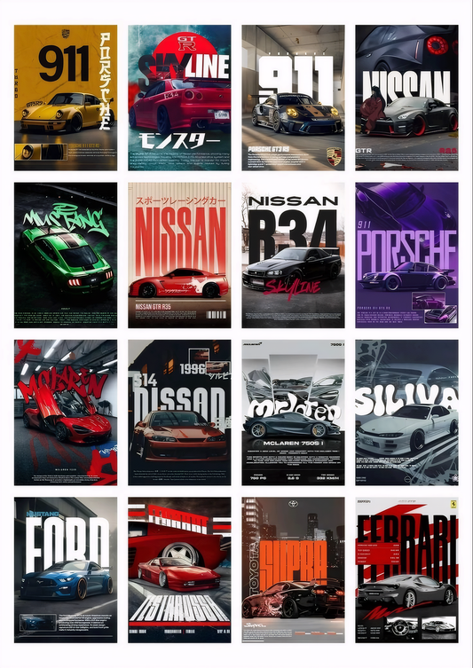 cars card type stickers pack of 16