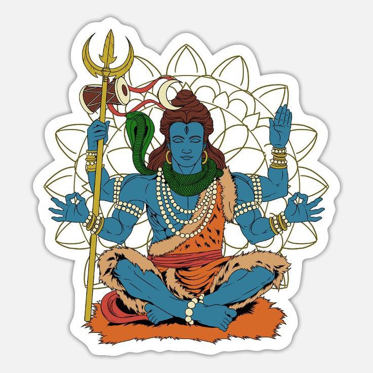 Shiva Sticker with White frame